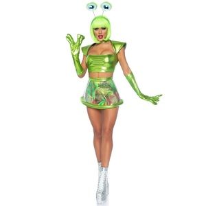 Leg Avenue 👽💚 Beam Me Up Babe - Metallic Green Alien Costume